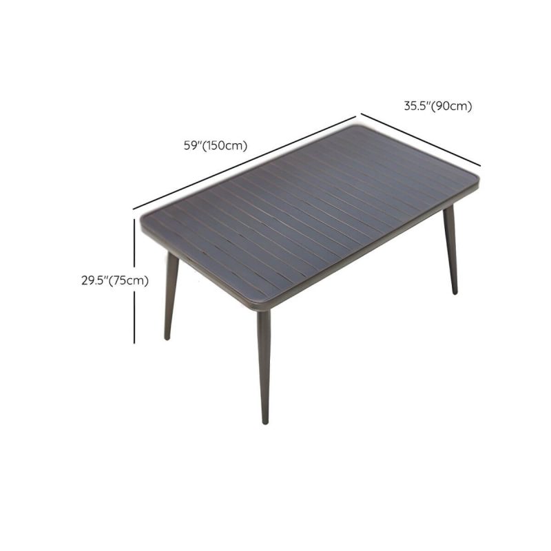 "Dimension of Modern Brown Patio Dining Set with Upholstered Chairs and Weatherproof Metal Frame - Table & Chair(s) 59.1"L x 35.4"W x 29.5"H 4"