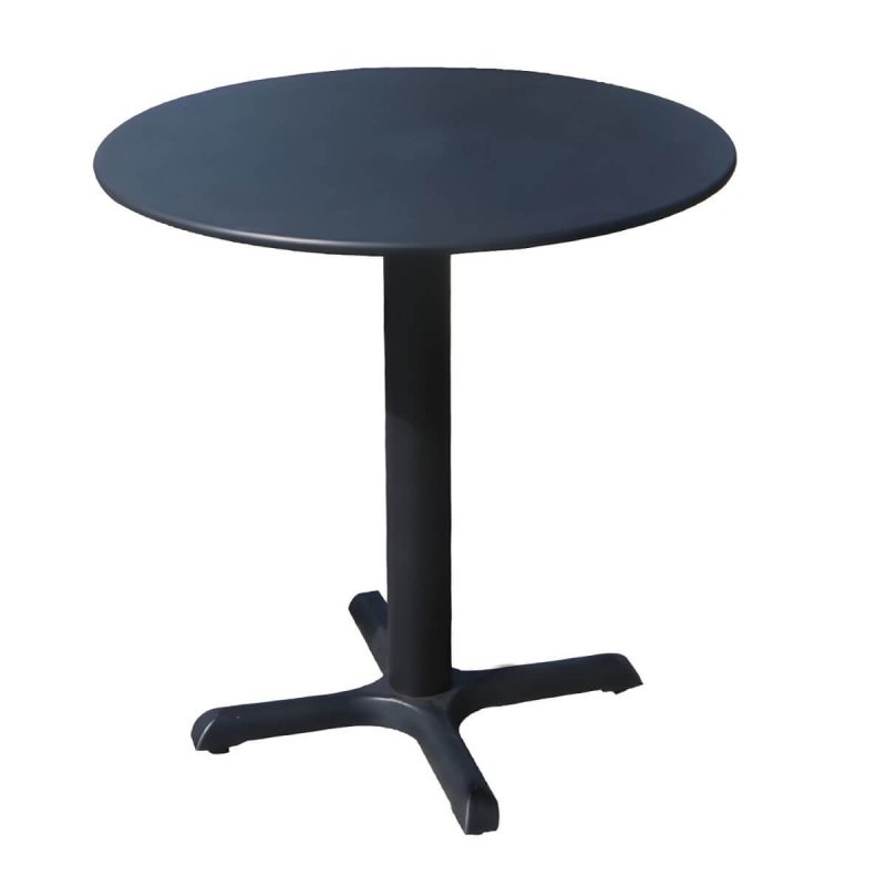 "Modern Geometric Waterproof Courtyard Table Metal Base Outdoor Table - Table Only Round Black 27.6"L x 27.6"W x 28.3"H"