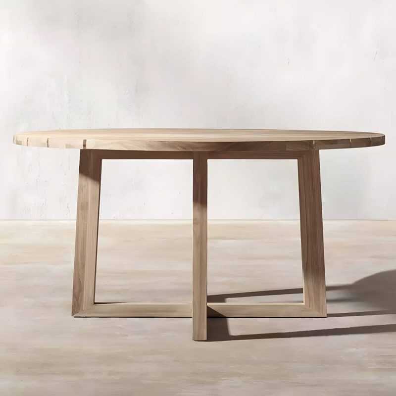 "Teak Wood Dining Table Mildew Resistant Solid Wood Patio Table - Table Only 47.2"L x 47.2"W x 29.5"H Distressed Wood"