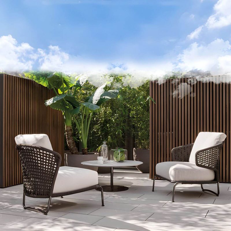 "Tropical Outdoor Chair with Removable Water Repellent Finish Cushion - 26"L x 28"W x 31"H With Arms 6 Piece Set"