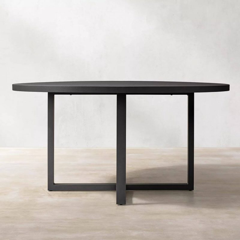 "Water Resistant Patio Table Contemporary Style Outdoor Dining Table - Black 71"L x 71"W x 30"H Table Only"