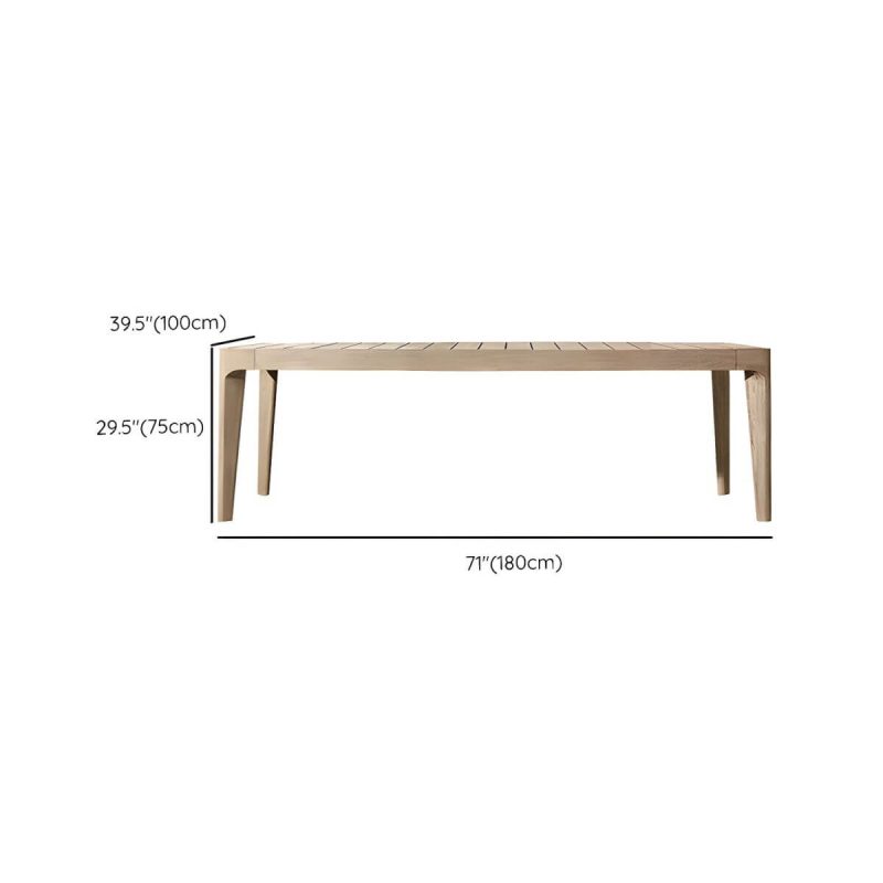 "Dimension of Elegant Teak Wood Weatherproof Patio Dining Set with Modern Design - Table 70.9"L x 39.4"W x 29.5"H"