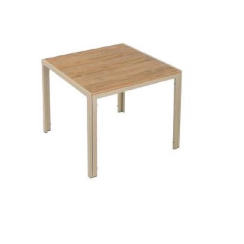"Art Deco Sepia Aluminum Patio Dining Table with a Fixed Square Top, 35.4"L x 35.4"W x 28.7"H, Without Chairs"