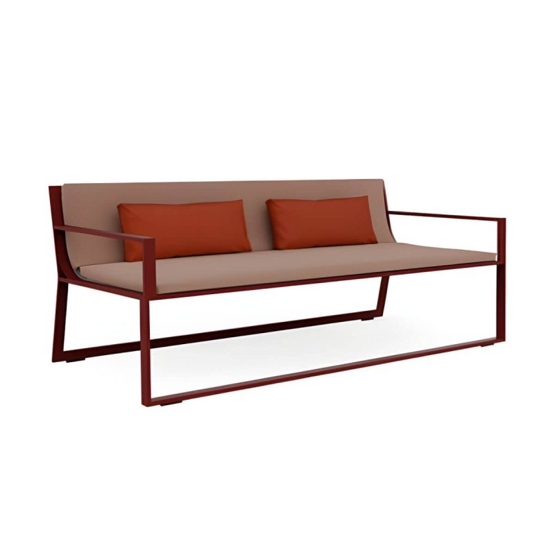 "Modern Metal Frame Upholstered Outdoor Sofa Water and UV Resistant - 71"L x 29.5"W x 28"H"
