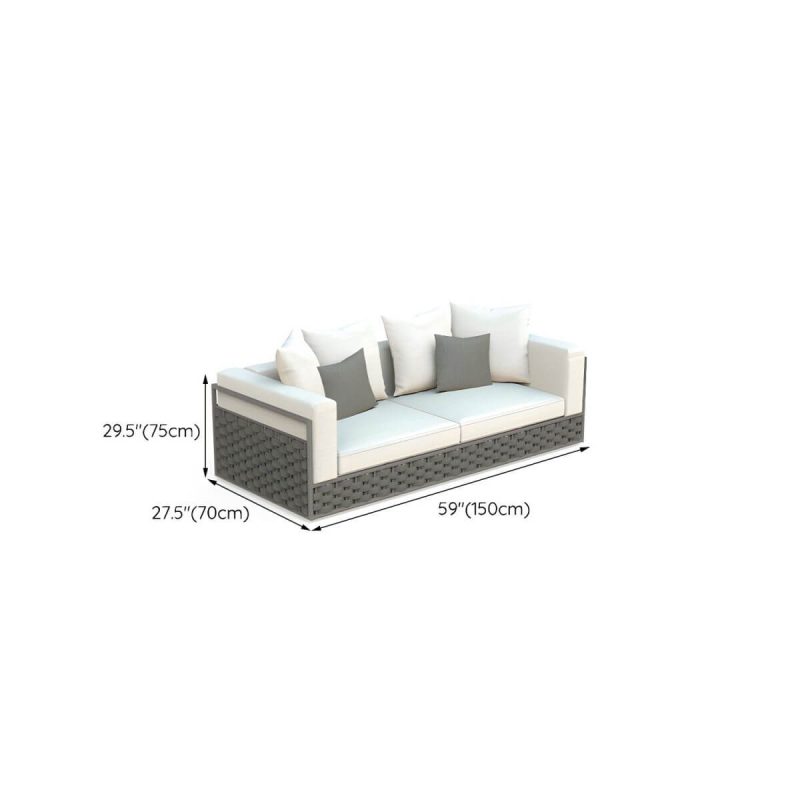 "Dimension of French Country Style Outdoor Sofa Tuxedo Arm Loveseat in Grey - 59.1"L x 27.6"W x 29.5"H"