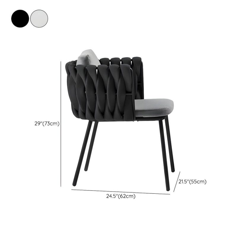 "Dimension of Tropical Style Patio Chair Metal Antique Finish with Cushions - Black 1 Piece"
