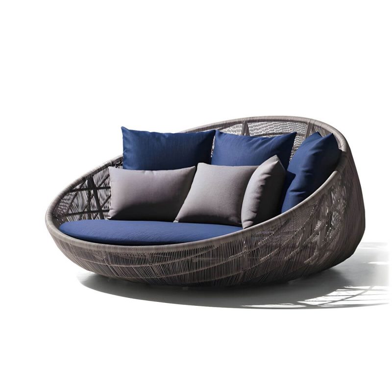 "Metal Patio Sofa Modern Style Minimalist Villa Outdoor Patio Daybed - 140 x 140 x 80 cm Brown"