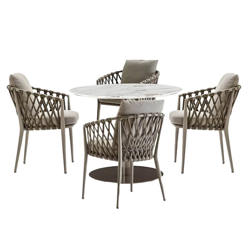 "Stone/Wood Dining Table Farmhouse Table with Metal Frame for Living Room - 27.6"L x 27.6"W x 28.3"H Table Only"