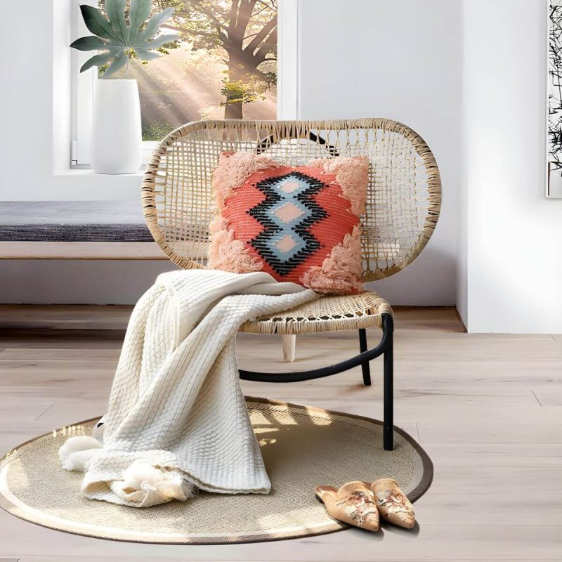 "25" Wide Tropical Side Chair Rattan Armles Dining Side Chair - 1 Piece"