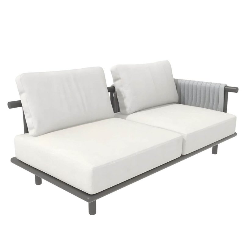 "Scandinavian Wood Frame Outdoor Sofa UV Resistant Patio Sofa with Cushion - Left Armrest Double Seat"