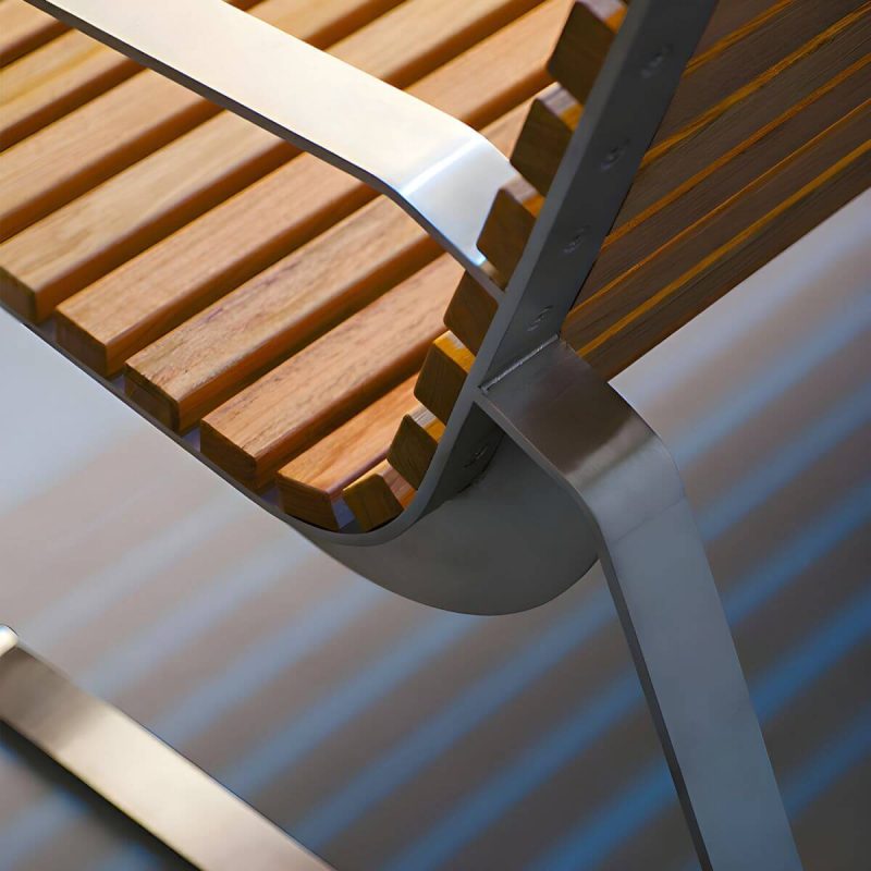 "Industrial Style Metal Picnic Bench with Stainless Steel Frame and Waterproof Durability - 59"L x 21"W x 31"H"