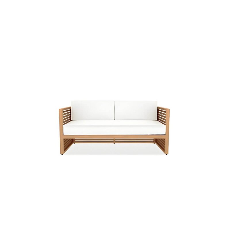 "Contemporary Water Resistant Patio Sofa Solid Wood Outdoor Patio Sofa - White 63"L x 33"W x 26"H"