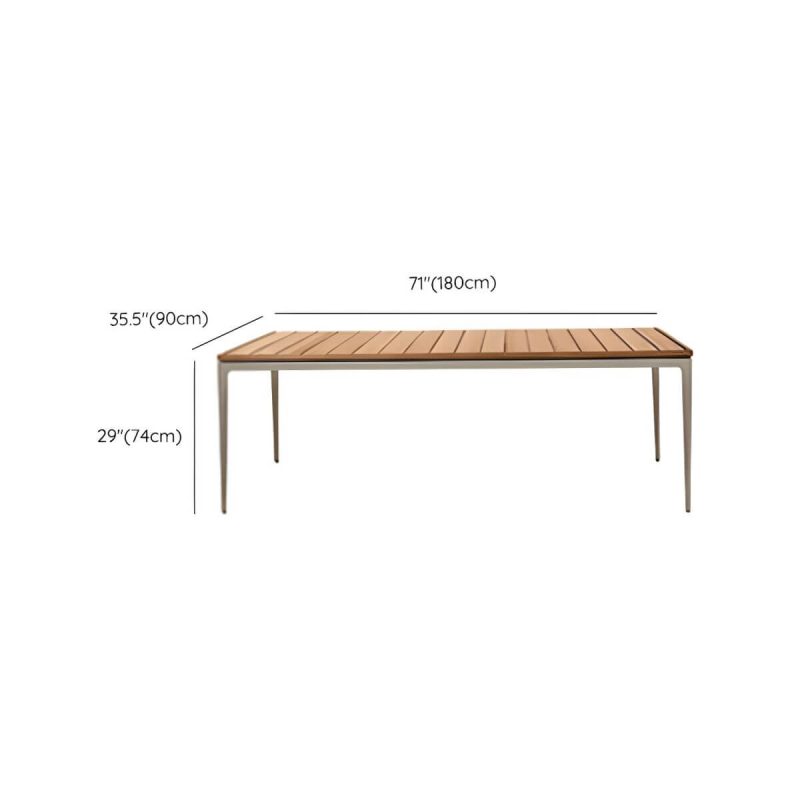 "Dimension of Contemporary Scratch Resistant Balcony Table 4 Legs for Outdoor - Table Only 70.9"L x 35.5"W x 29.1"H Wood"