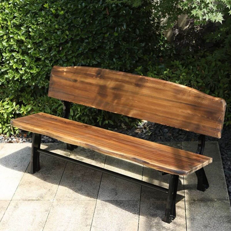 "Modish Garden Bench with Cerulean/Sepia/Natural Finish Lumber Seating and Back - 71"L x 15"W x 29"H Rosewood"