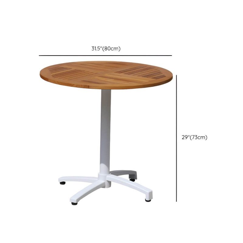 "Dimension of Modern Outdoor Patio Table UV Resistant Dining Table with Metal Frame - Table Only 31.5"L x 31.5"W x 28.7"H Brown Round"
