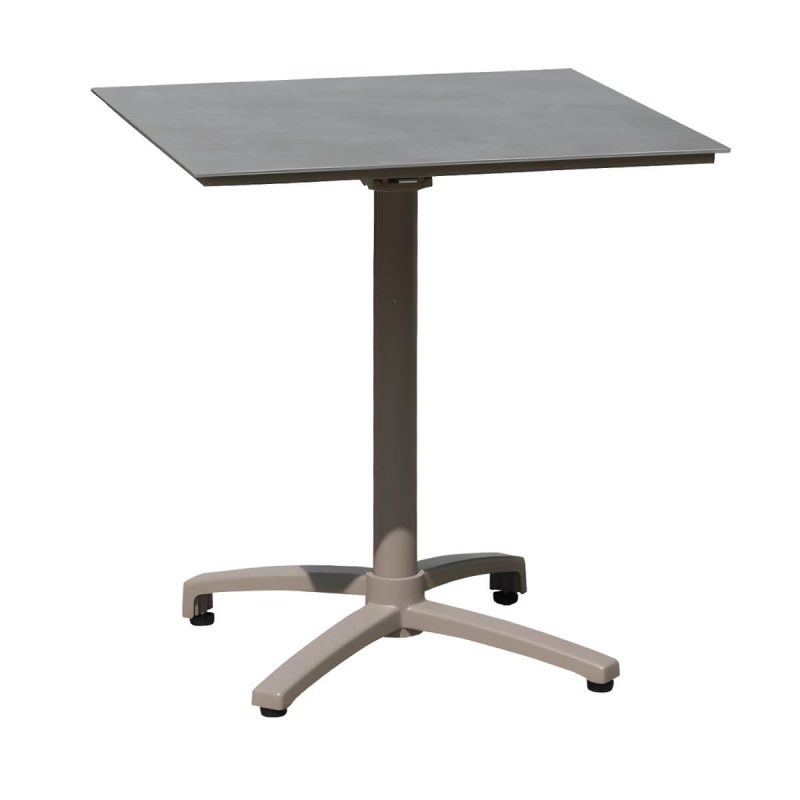 "Modern Outdoor Patio Table UV Resistant Dining Table with Metal Frame - Table Only 27.6"L x 27.6"W x 28.7"H Grey Square"