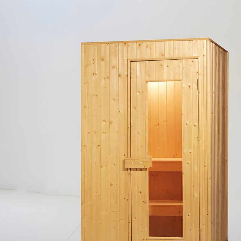 "Indoor / Outdoor Fir Wood Sauna with Tempered Glass Door and Vents Included - 59"L x 47"W x 82"H"