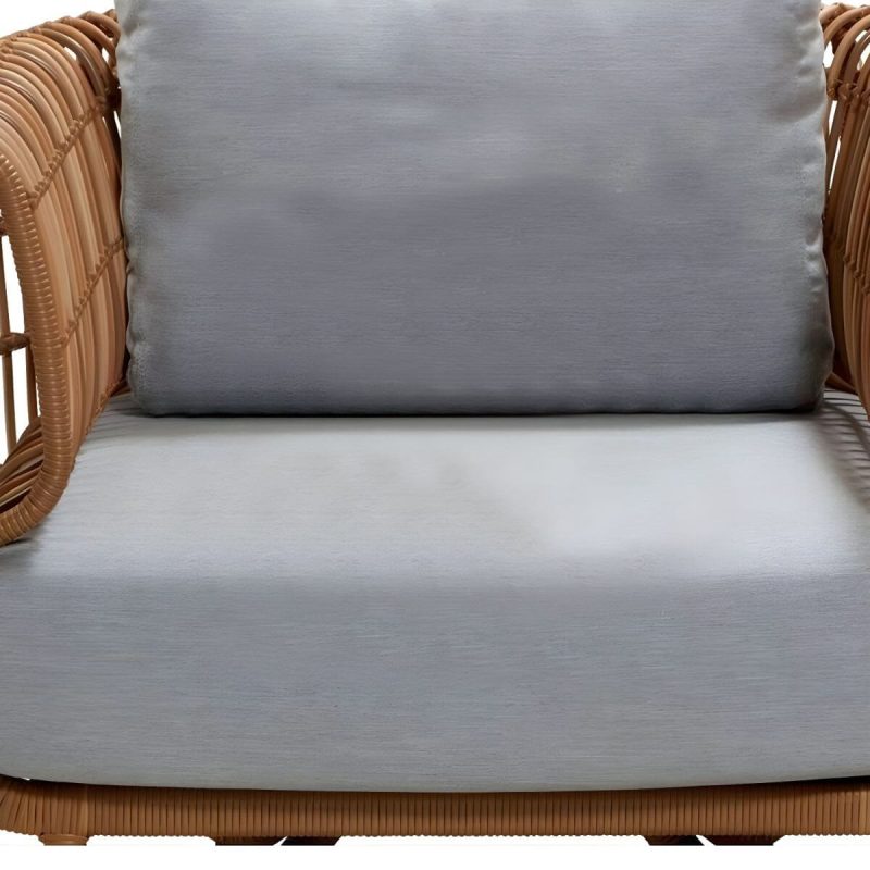 "Tropical Rattan Accent Outdoor Patio Sofa with Slipcovered Cushion - 31.5"L x 31.5"W x 31.5"H Symmetrical"