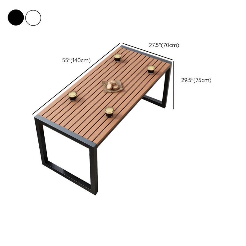 "Dimension of Industrial Style Wooden Dining Table in Medium Wood Color - Non-Foldable - Table Only 55.1"L x 27.6"W x 29.5"H Black"