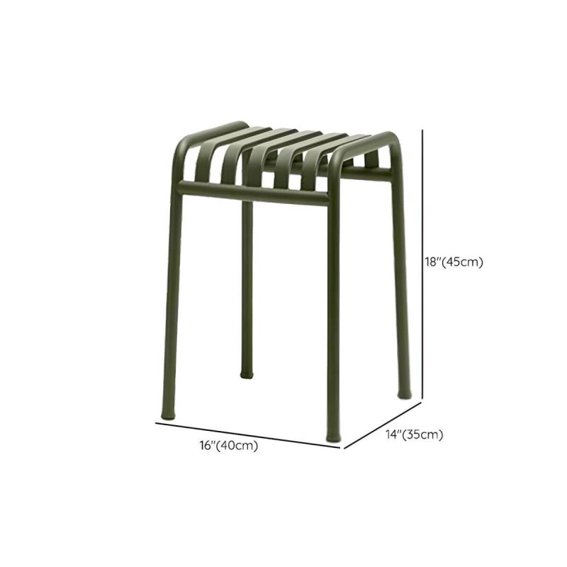 "Dimension of Industrial Metal Outdoor Bistro Chairs Open Back Dining Chairs in Green - 16"L x 14"W x 18"H 2 Piece Set"