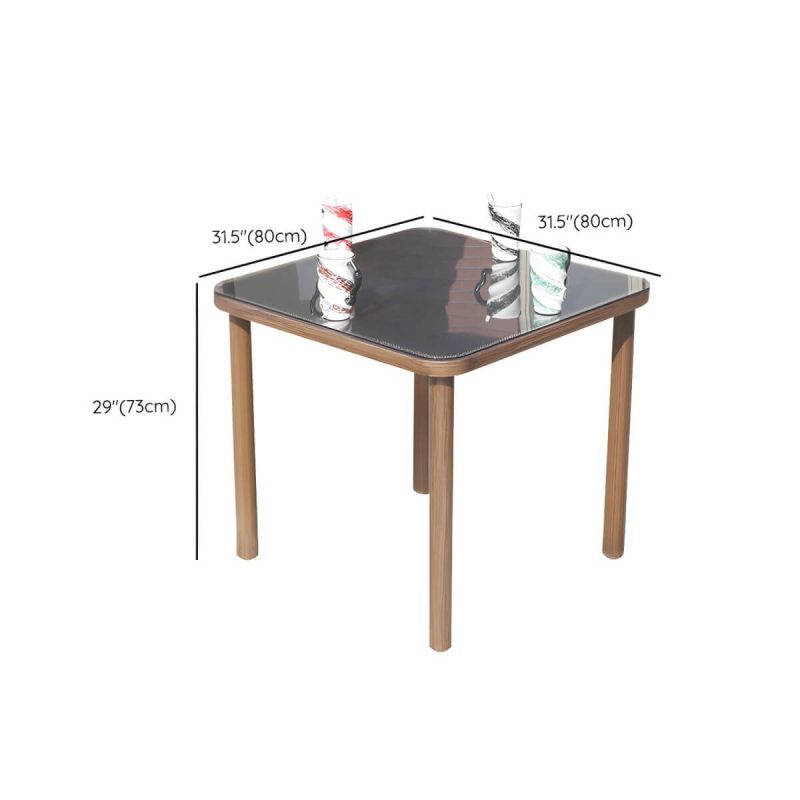 "Dimension of Metal Modern Brown Patio Dining Set with Stackable Chairs and Weatherproof Durability - Table & Chair(s) 80 x 80 x 73 cm 4"