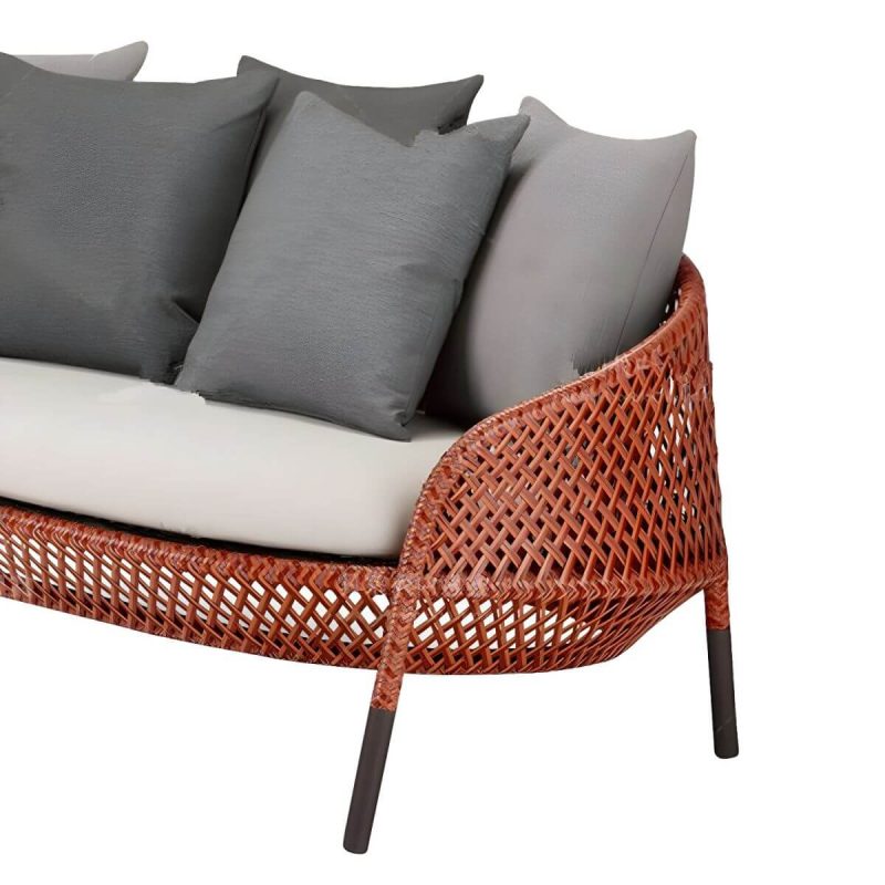 "Metal Frame Symmetrical Contemporary Patio Sofa with Pillow Cushions - Red 31"L x 33"W x 31"H"