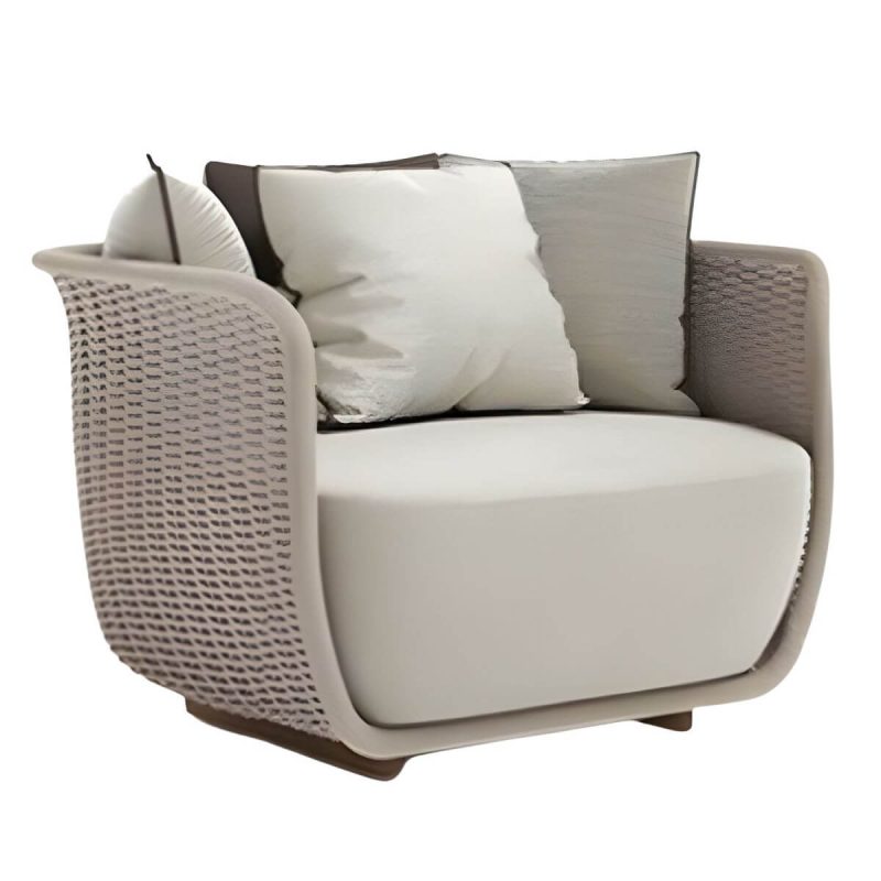 "Contemporary Outdoor Sofa with Cushion UV and Water Resistant Patio Sofa - Beige 1-Seater Sofa"