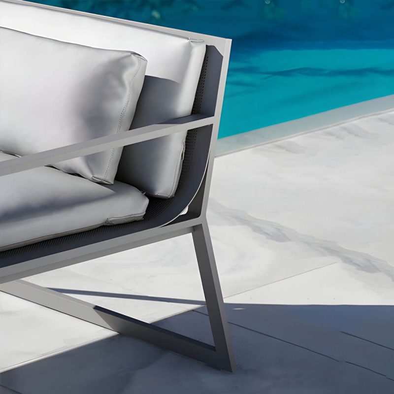 "Modern Metal Frame Upholstered Outdoor Sofa Water and UV Resistant - 30"L x 39"W x 25"H"