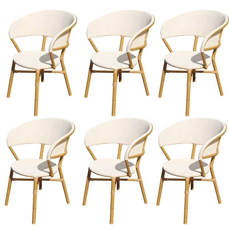"Modern Patio Dining Side Chair Metal Outdoor Bistro Chairs with Arm - 6 Piece Set"