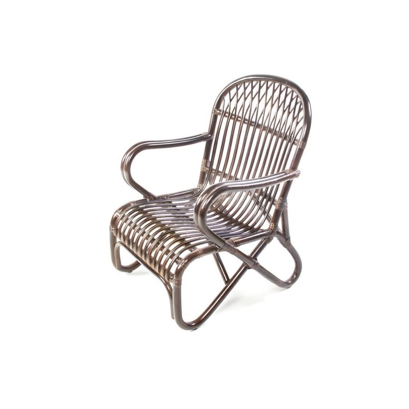 "Matte Finish Tropical Patio Chair Assembled Wicker with Arms - Nut-Brown 1 Piece"