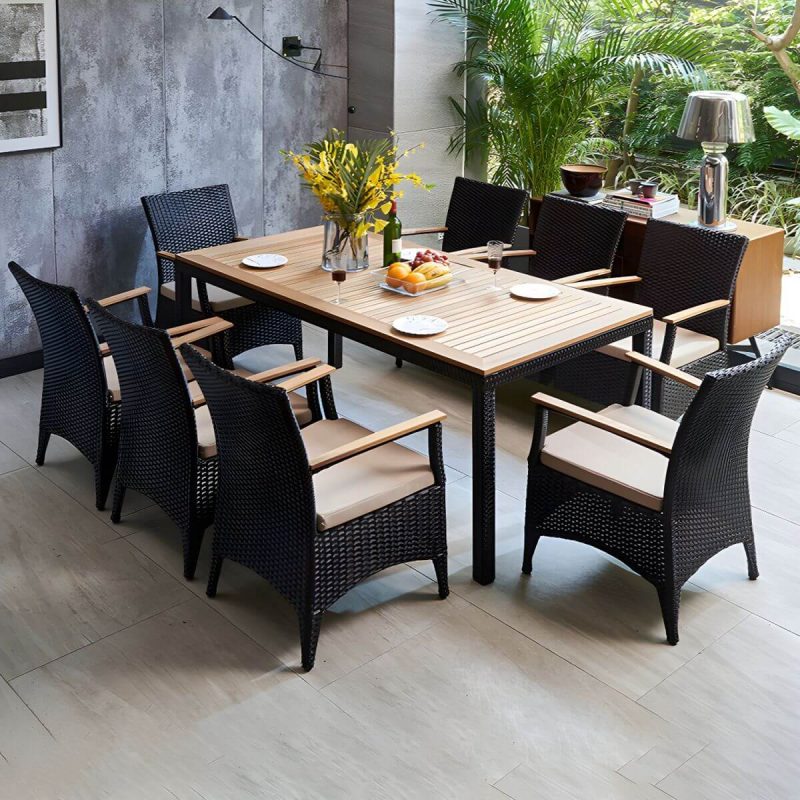 "Boho 1/5/7/9 Pcs Patio Dining Table Set Wood Dining Table Set - Table & Chair(s) 70.9"L x 31.5"W x 29.5"H 8"