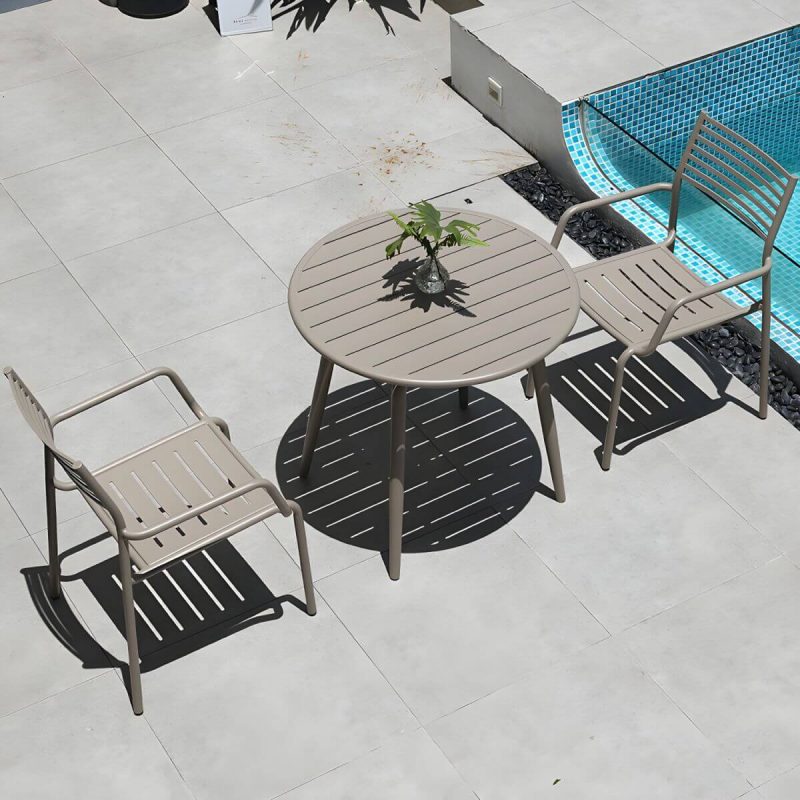 "Metal Modern Standard Height Dining Room Chair and Table Set with Chairs - Table & Chair(s) 31.5"L x 31.5"W x 29.1"H 2 Champagne"
