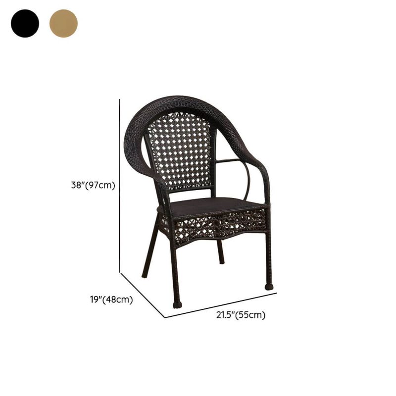 "Dimension of Modern Metal Frame Stacking Dining Chair with Arm Water Resistant - Gold 1 Piece"