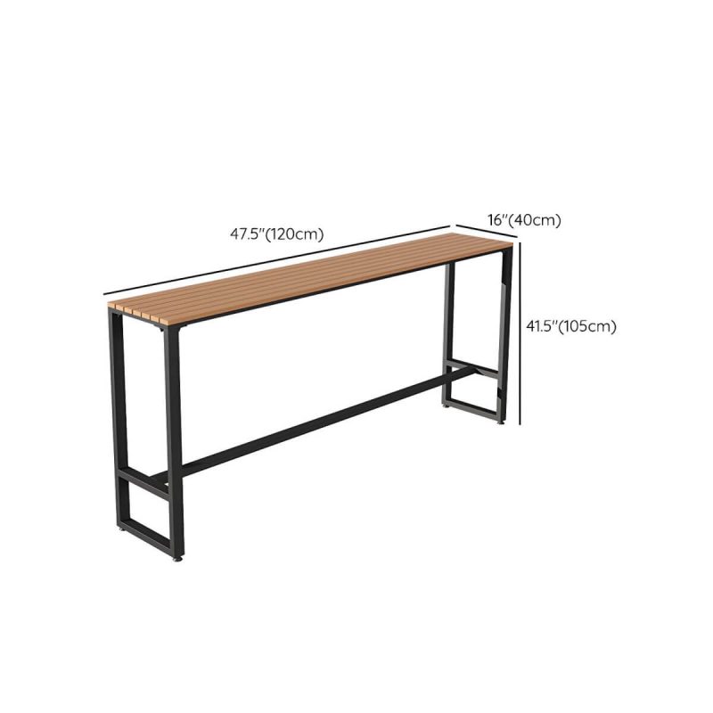 "Dimension of Brown Faux Wood Bar Height Table Industrial Rectangle Patio Table - 47.2"L x 15.7"W x 41.3"H Table Only"