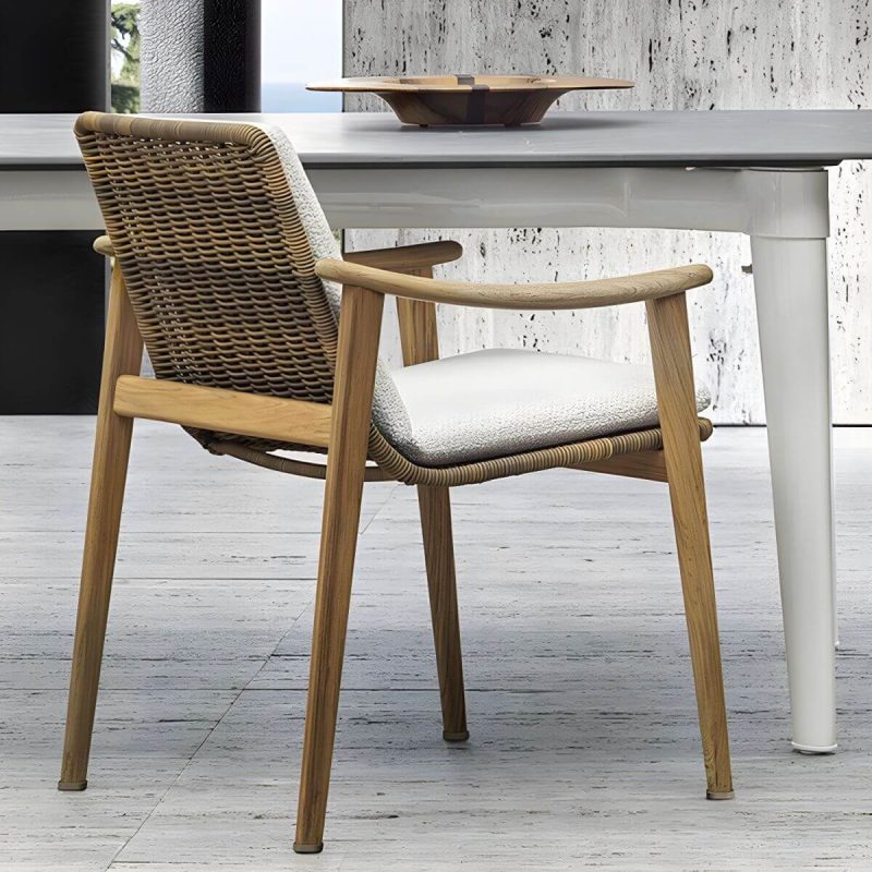 "Boho 1/5/6 Pieces Dining Wooden Set Rectangle Wood Dining Table Set - Blue Chair(s) Not Available 1"