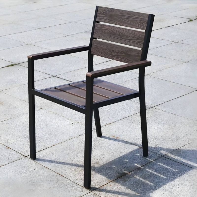 "Traditional Dining Armchair Open Back Outdoors Dining Chairs in Brown - 22"L x 22"W x 33.5"H 2 Piece Set"