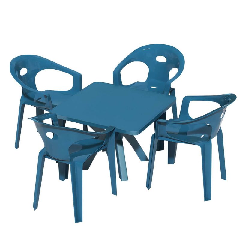 "Waterproof Courtyard Table Modern Square Shape Plastic Outdoor Table - Table Only Coffee"