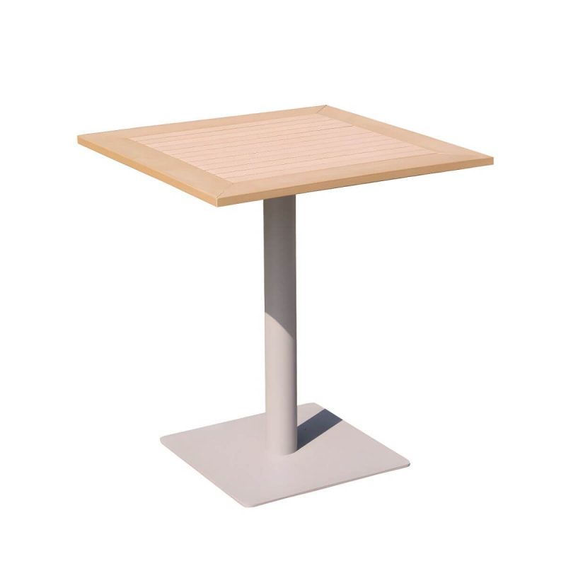 "2-Seater Patio Table with UV Resistant Contemporary Bistro Table - Table Only Wood-Light Grey 27.6"L x 27.6"W x 29.5"H Square"