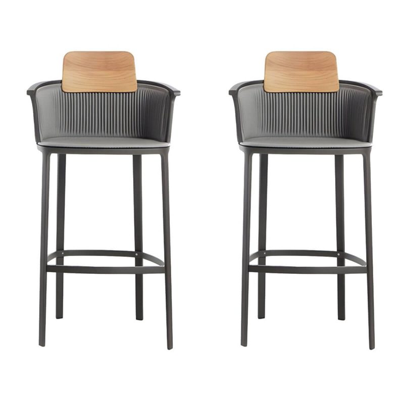 "Contemporary with Arm Dining Chairs Metal Patio Dining Side Chair - 2 Piece Set Aluminium Alloy"