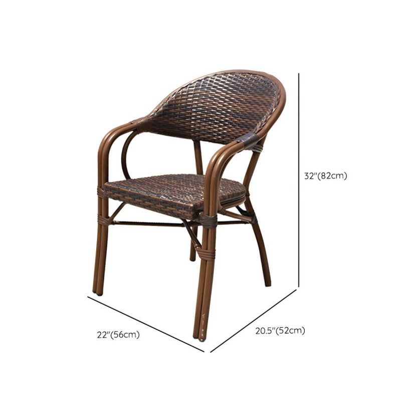 "Dimension of Traditional Brown Metal Patio Dining Set with Rectangular Table - Table & 4 Chairs 31.5"L x 31.5"W x 28.3"H"