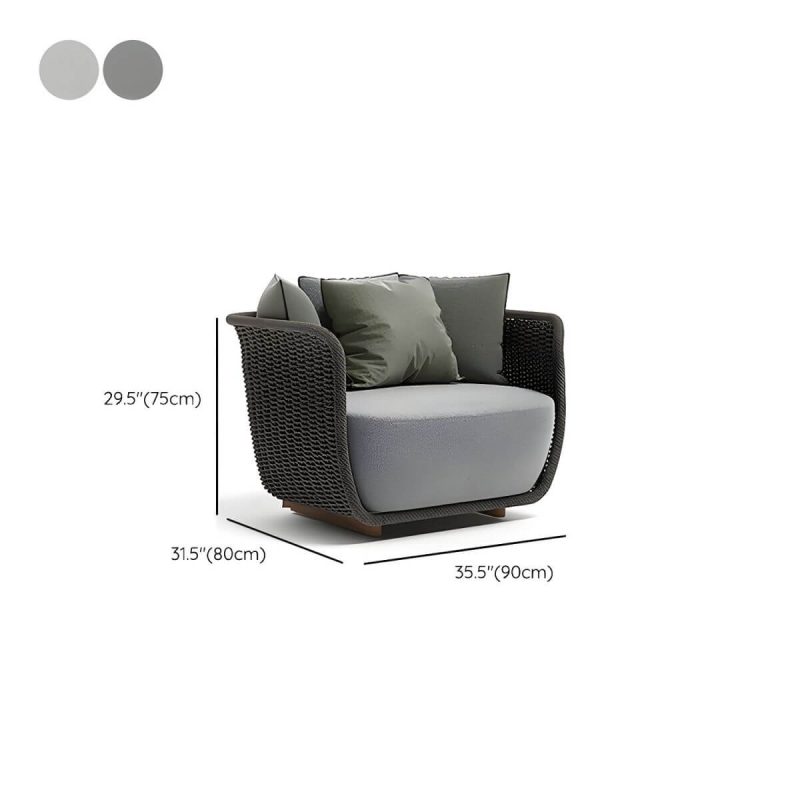 "Dimension of Rust Resistant Rattan Patio Sofa 1 PC Modern Outdoor Patio Sofa with Cushion - 35.5"L x 31.5"W x 29.5"H Cream Gray"