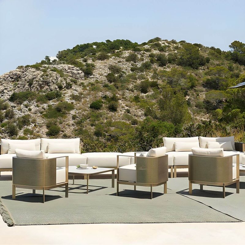 "Metal Frame Outdoor Patio Sofa Industrial Water Resistant Patio Sofa - Right Armrest Double Seat 53"L x 30"W x 28"H"