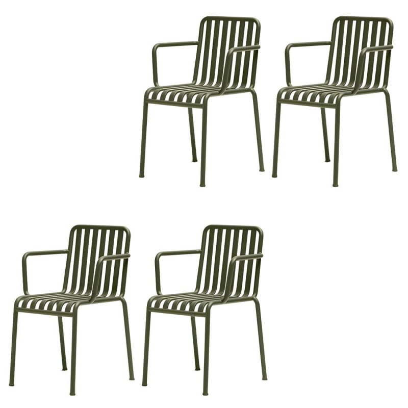 "Modern Metal Outdoor Bistro Chairs Open Back Dining Chairs in Green - 22"L x 20"W x 31"H 4 Piece Set"