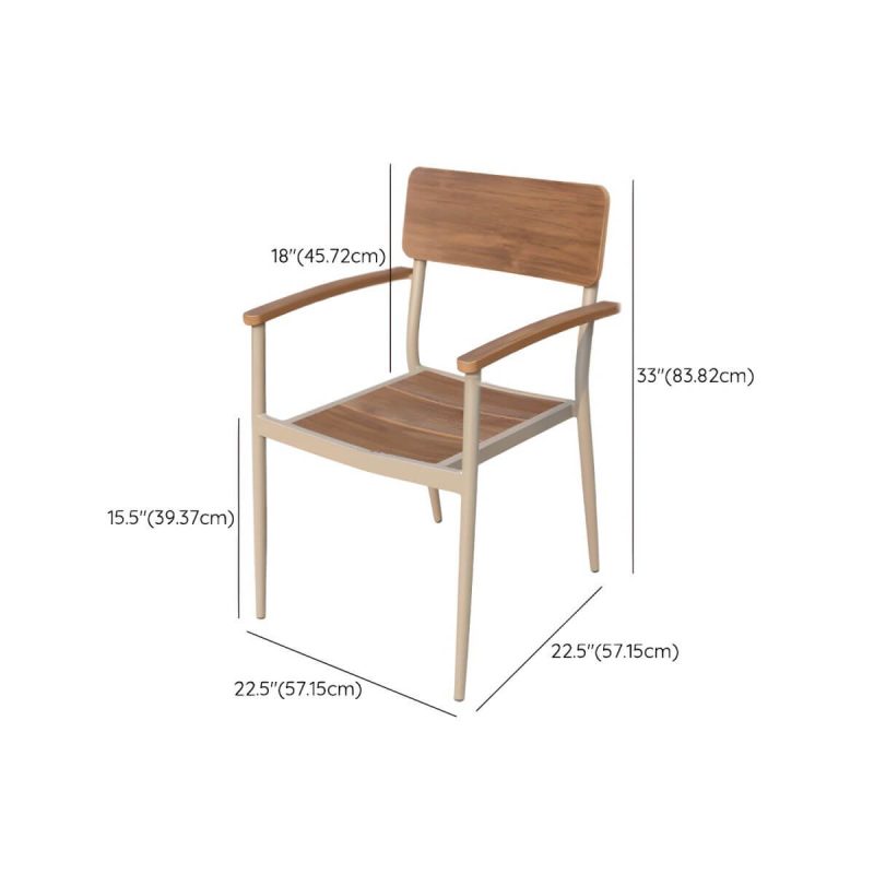 "Dimension of Matte Finish Metallic Patio Chair Assembled Industrial with Arms - 1 Piece"