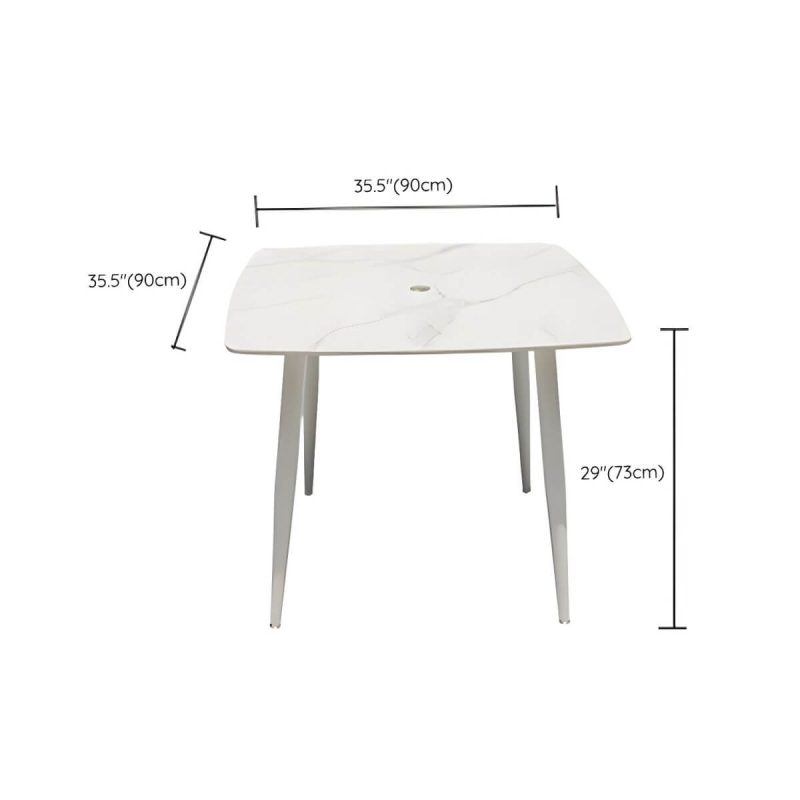"Dimension of Weatherproof Outdoor Aluminum Dining Set with Stackable Chairs and Modern Design - Table & Chair(s) 35.4"L x 35.4"W x 28.7"H 4"