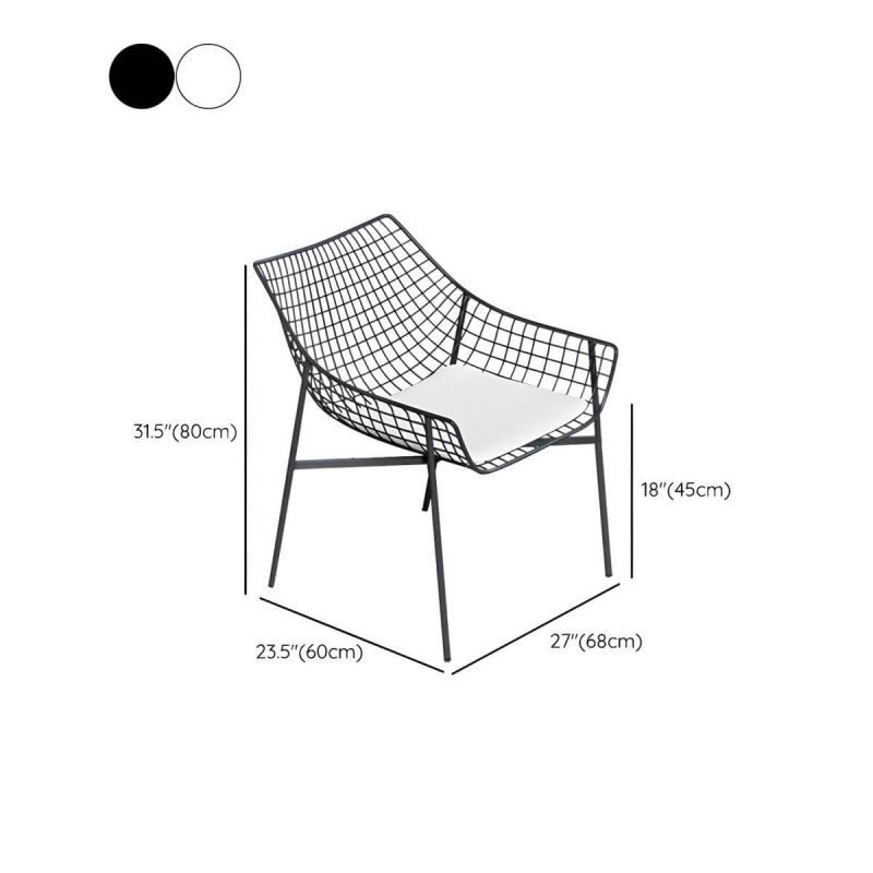 "Dimension of Contemporary Iron Frame Black and White Armless Dining Side Chair - White 1 Piece"