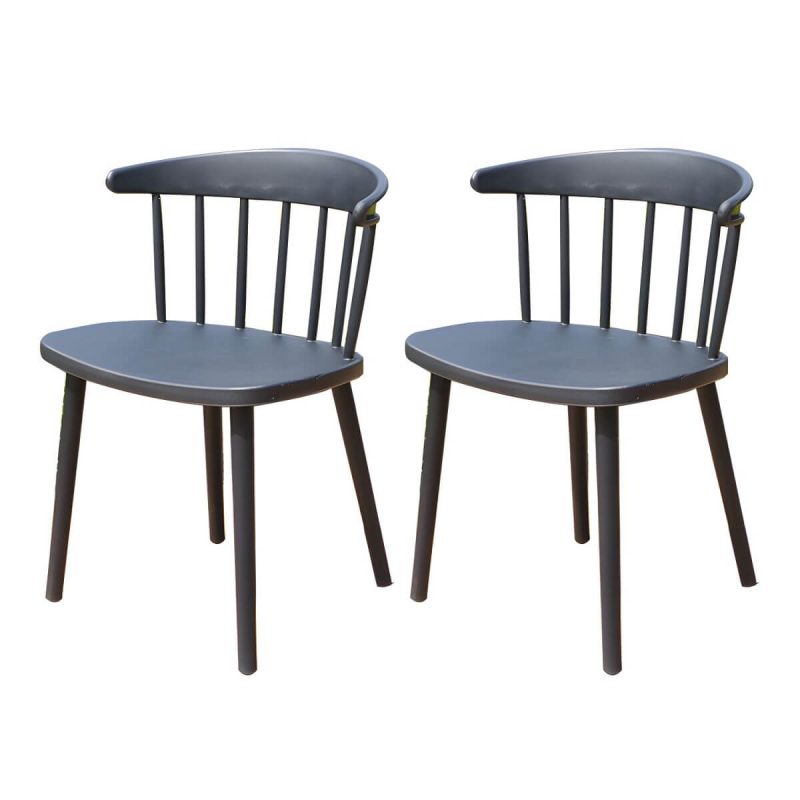 "Stacking Dining Armchair Contemporary Plastic Patio Arm Chair - 17"L x 15"W x 30"H 2 Piece Set"