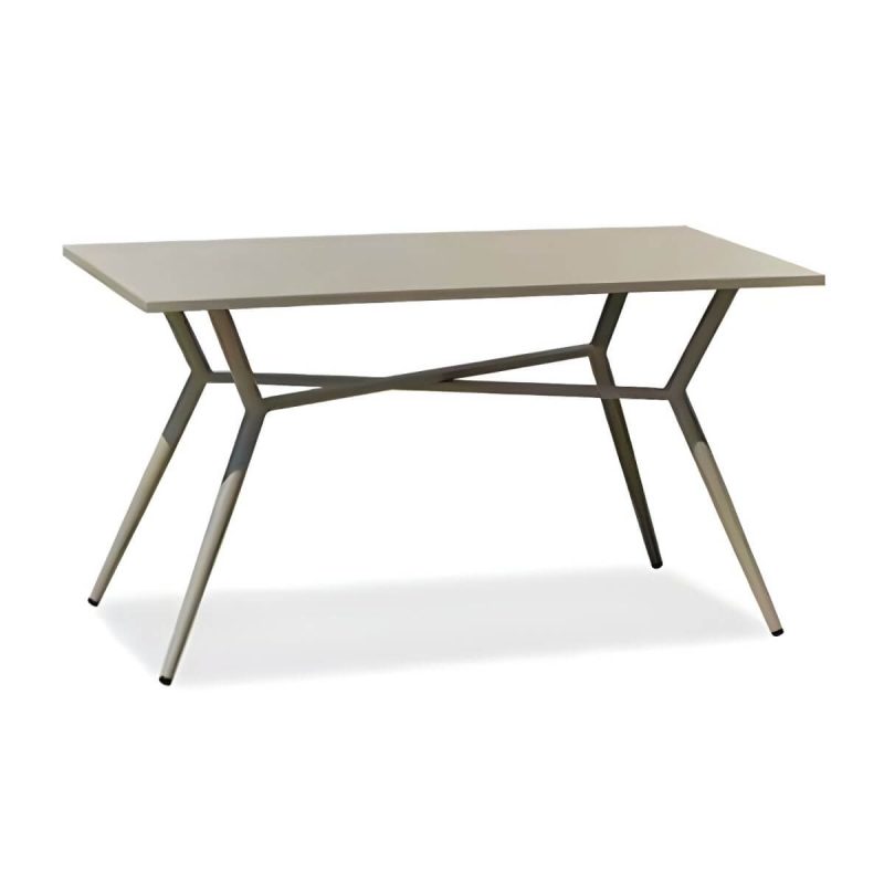 "Traditional Style Patio Table Metal Water Resistant Patio Table - Rectangular Champagne Table Only"