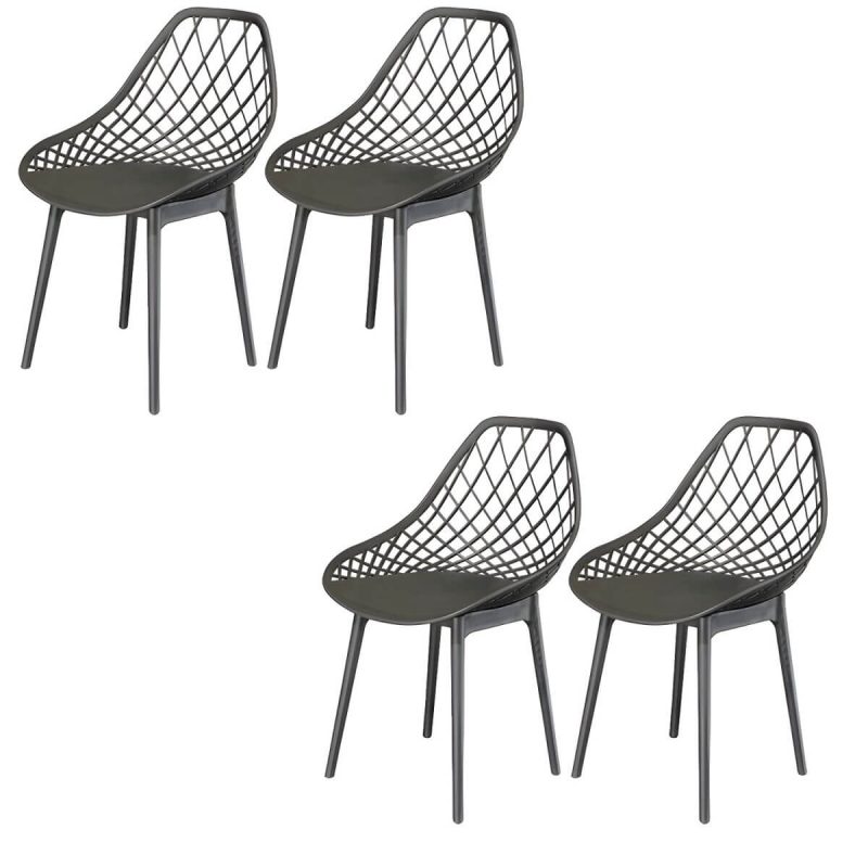 "Stacking Dining Armchair Contemporary Plastic Patio Arm Chair - 16.5"L x 16.5"W x 32.7"H 4 Piece Set"