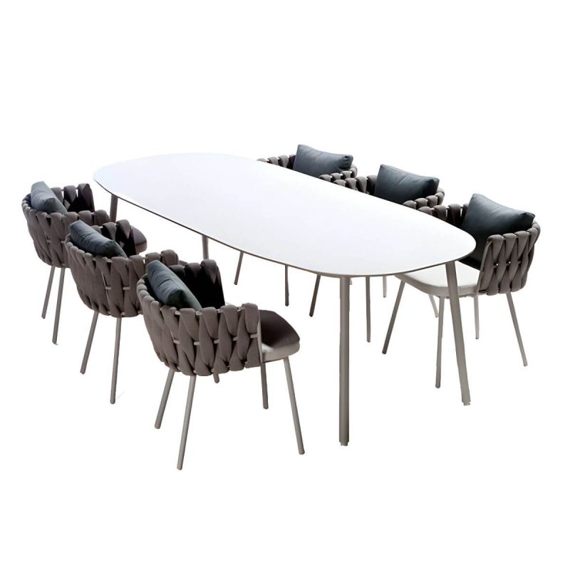 "Contemporary Dining Table Set with 4 Legs Chairs for Outdoor - Table & Chair(s) 59.1"L x 35.4"W x 29.1"H 6"